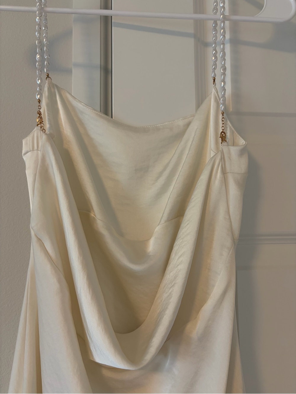 Abercrombie & Fitch Cream Slip Maxi Dress with Beaded Straps - Picture 7 of 10